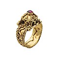 Merovingian Architectural Ring, Gold and garnet, French